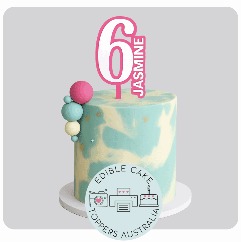 Acrylic Cake Topper / Fropper | Custom | Number and Name - Image 2